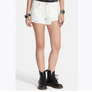 Free People Shark Bite white denim cutoff shorts